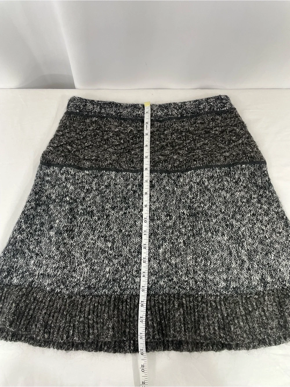 PrAna Knit Sweater Skirt Gray Marled Knit Wool Mohair Blend Flare Hem Boho  M